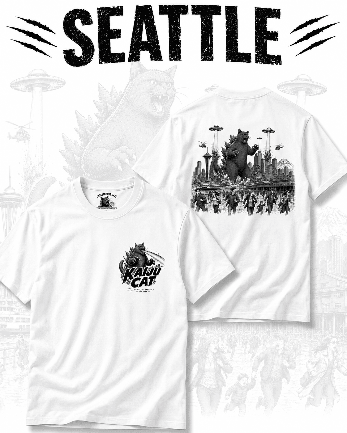 Seattle, We Have a Cat Problem Catastrophe Cats T-Shirt